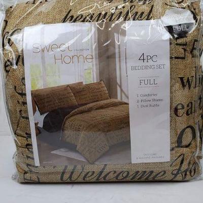 Full Size 4 PC Bedding Set, Sweet Home Collection - New