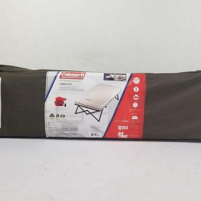 Coleman Twin Airbed Folding Cot with Side Table and 4D Battery Pump - New