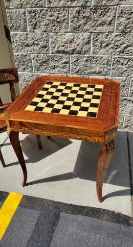 Italian Inlaid Wood Multi Game Table With Roulette, Checkers/Chess,  Backgammon