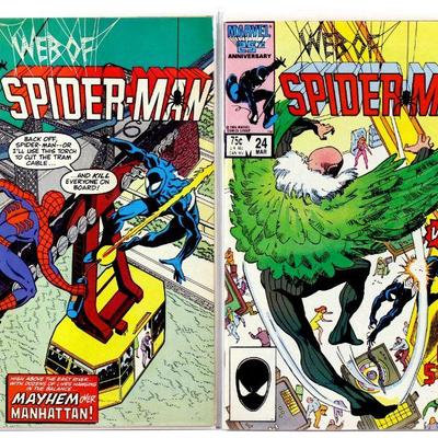WEB OF SPIDER-MAN #21 #24 Comic Books Set High Grade 1986/87 Marvel Comics