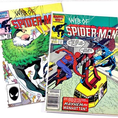 WEB OF SPIDER-MAN #21 #24 Comic Books Set High Grade 1986/87 Marvel Comics