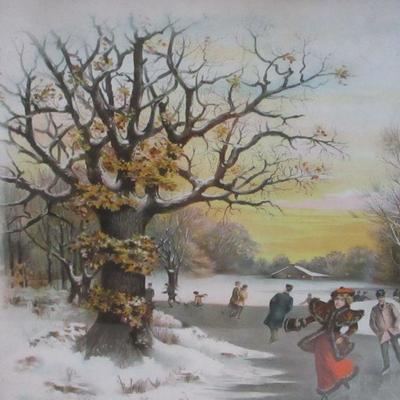 Lot 73 - Artist Signed - Ice Skating Scene Picture