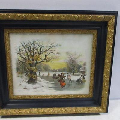 Lot 73 - Artist Signed - Ice Skating Scene Picture
