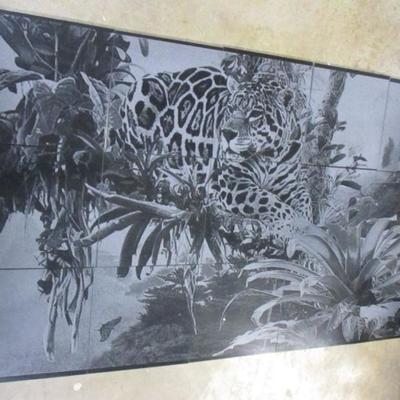 Lot 79 - Laser Engraved Leopard - Black Granite Tile