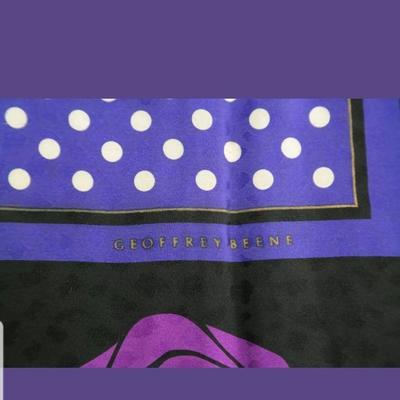 Geoffrey Beene Vintage purple Hand rolled hand stitched silk scarf