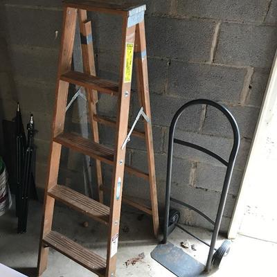 Lot 307 - Two Ladders & Hand Truck