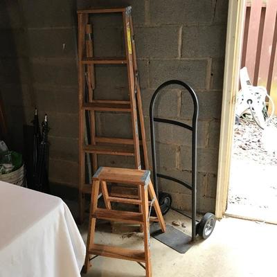 Lot 307 - Two Ladders & Hand Truck