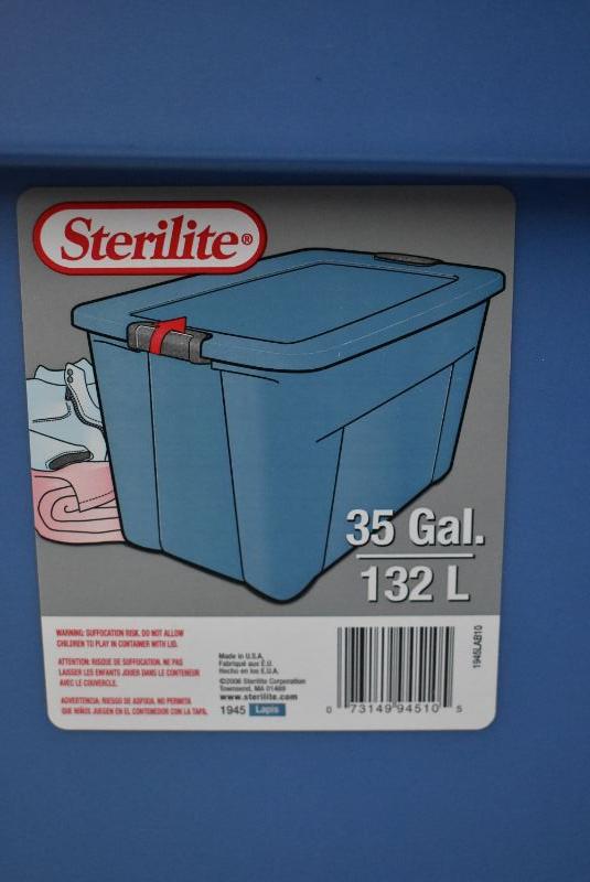 3 Sterilite Storage Bins with Lids: Clear 70 Qt, Gray 30 Gal