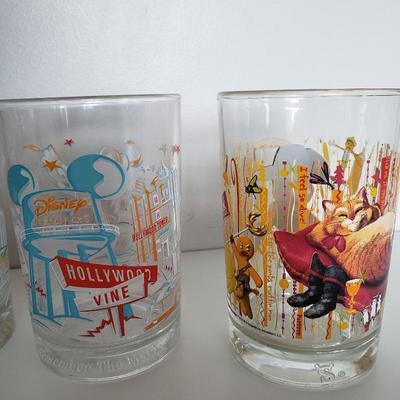6 Glass Disney Cups - Disneyland/Disneyworld Anniverary and McDonald's