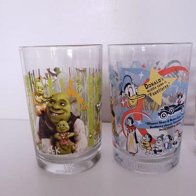6 Glass Disney Cups - Disneyland/Disneyworld Anniverary and McDonald's
