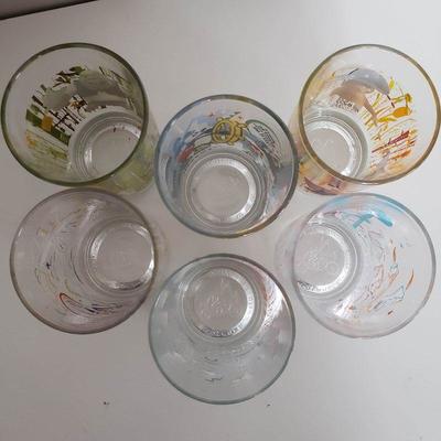 6 Glass Disney Cups - Disneyland/Disneyworld Anniverary and McDonald's