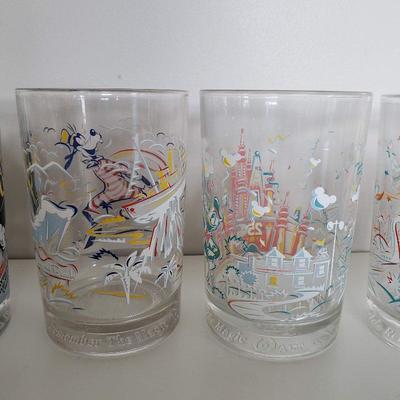 6 Glass Disney Cups - Disneyland/Disneyworld Anniverary and McDonald's