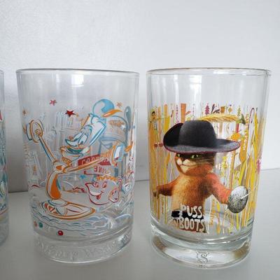 6 Glass Disney Cups - Disneyland/Disneyworld Anniverary and McDonald's