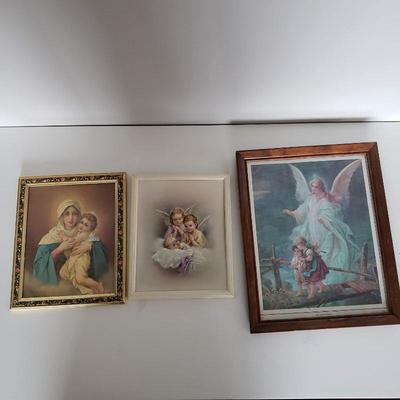3 Pieces Framed Religious Wall Art - Angels