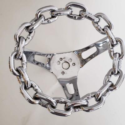Chain Steering Wheel for Go-Cart(?) Chrome Colored
