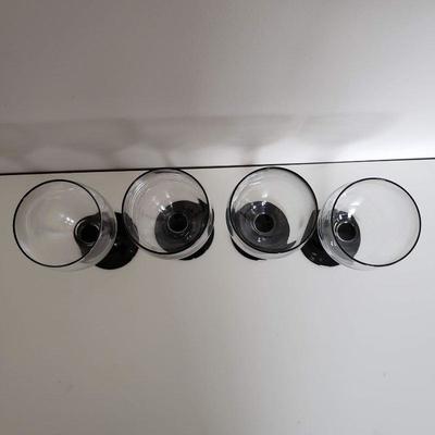 4 Wine Glasses Black Stem