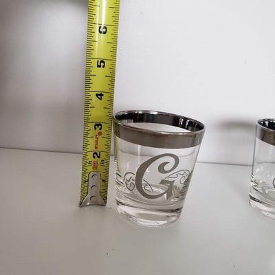 7 Silver Rimmed Glasses "G" Initial