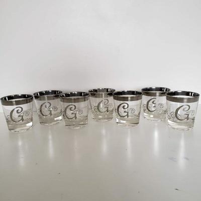 7 Silver Rimmed Glasses "G" Initial