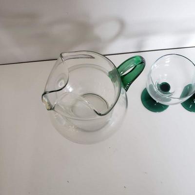 4 Cactus Wine Stemware glasses + Glass Pitcher
