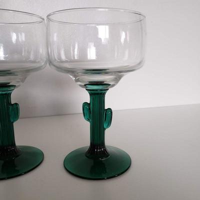 4 Cactus Wine Stemware glasses + Glass Pitcher
