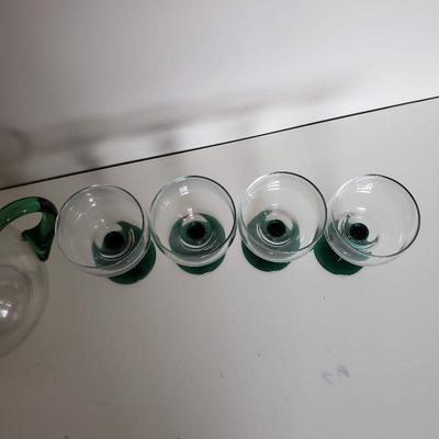 4 Cactus Wine Stemware glasses + Glass Pitcher