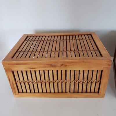 2 Lidded Wood Baskets