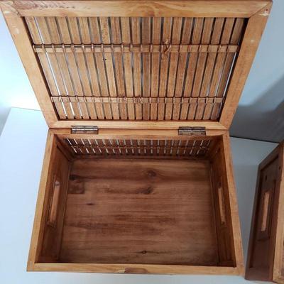 2 Lidded Wood Baskets