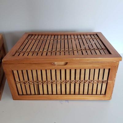 2 Lidded Wood Baskets