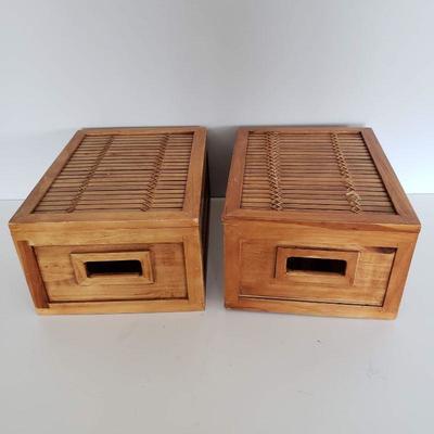 2 Lidded Wood Baskets