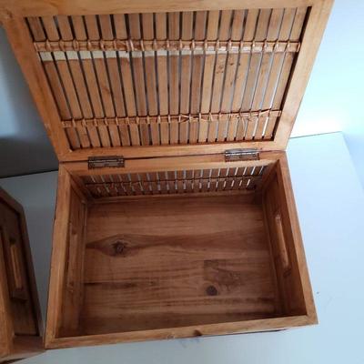 2 Lidded Wood Baskets