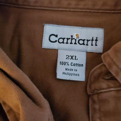 Carhartt Long Sleeve Work Shirt Brown Men's 2XL
