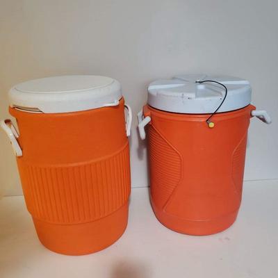 2 Orange 5 Gallon Water Coolers