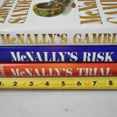 3 Hardcover Books by Lawrence Sanders: McNally's Gamble/Risk/Trial