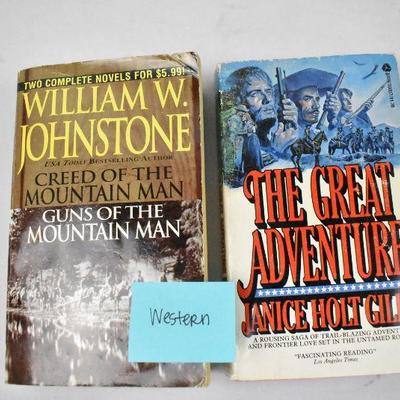 4 Paperback Books: Historical Novel, Military Memoir, & 2 Westerns