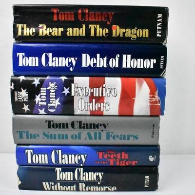 6 Hardcover Books by Tom Clancy: The Bear & The Dragon -to- Without Remorse