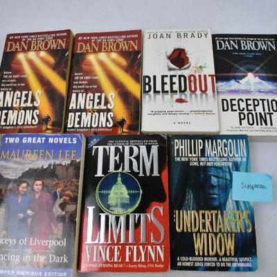12 Paperback Books: 7 Suspense & 5 Mystery: Angels & Demons -to- Skinwalkers