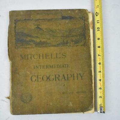 Antique 1895 Hardcover Book: Mitchell's Intermediate Geography WV Edition