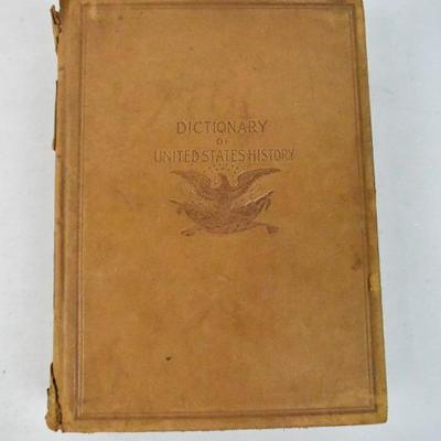 Dictionary of United States History, Hardcover Book - Antique 1897