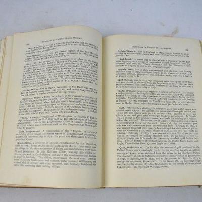 Dictionary of United States History, Hardcover Book - Antique 1897