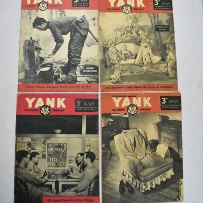 4 Large Magazines of The Army Weekly, Yank - Vintage 1945-1946