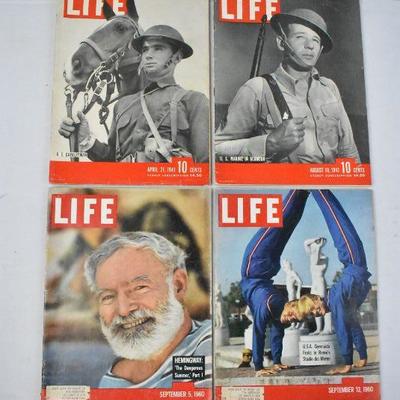 4 Large Magazines of Life Magazine - Vintage 1941 and 1960
