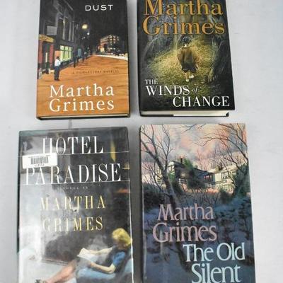 4 Hardcover Books by Martha Grimes: Dust -to- The Old Silent