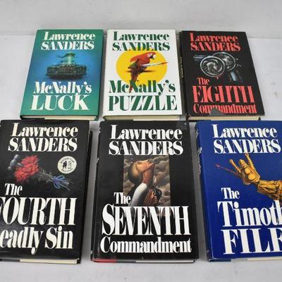 6 Hardcover Books by Lawrence Sanders: McNally's Luck -to- The Timothy Files