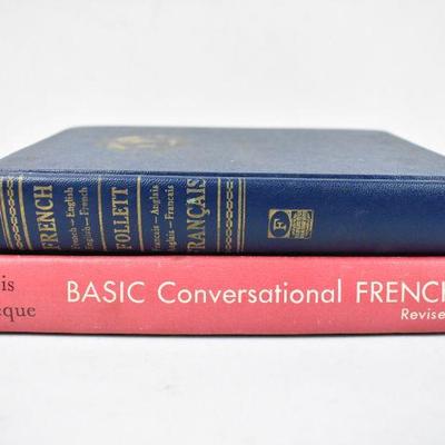 2 Hardcover Books: French/English Dictionary & Basic Conversational French