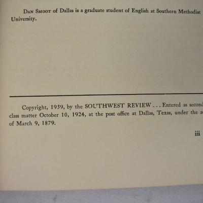 Southwest Review from April 1939 - Vintage Paperback