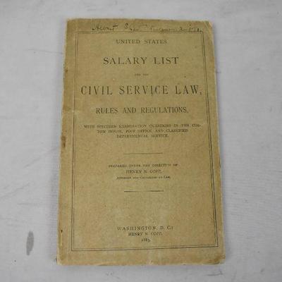 US Salary List & the Civil Service Law by Henry N Copp - Antique 1883, Paperback