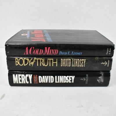 3 Hardcover Books by David Lindsey: A Cold Mind -to- Mercy