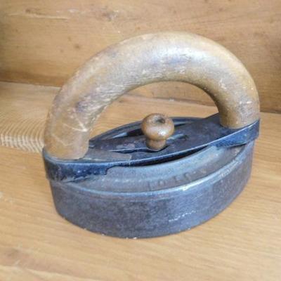 Vintage Sad Iron with Wood Handle