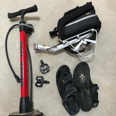 Lot 20 - Bike Saddle Bag, Shimano Clipless Pedals, Shoes and more