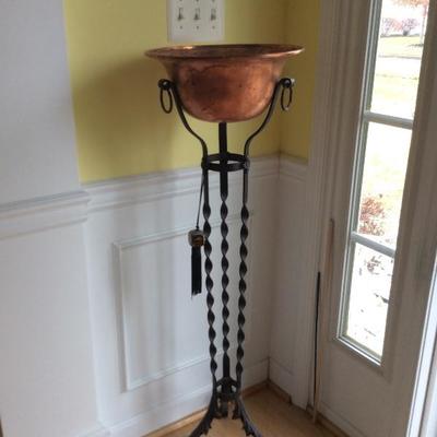 Lot # 25. Copper planter with Iron stand 